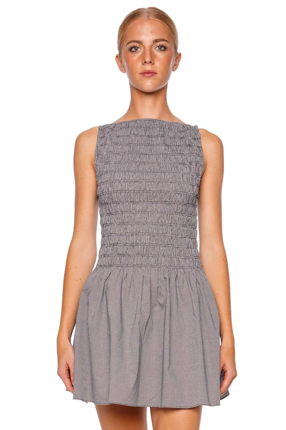 Noa Black Gingham Smocked Mini Dress