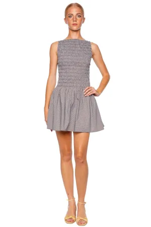 Noa Black Gingham Smocked Mini Dress