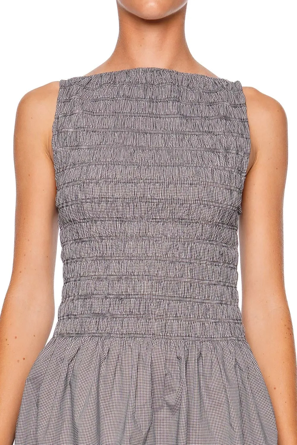 Noa Black Gingham Smocked Mini Dress