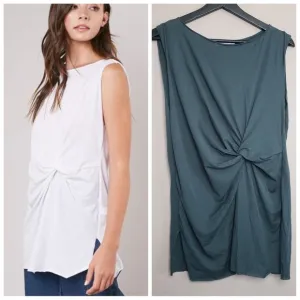 Nordstrom Mustard seed side knot tie sleeveless top green S, Retails $75 