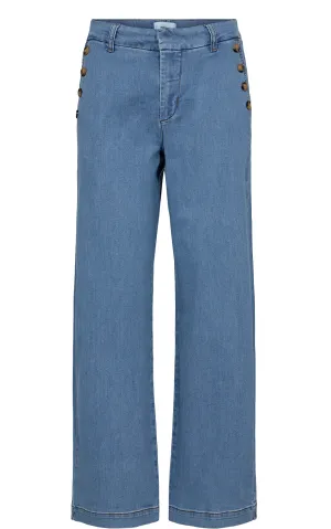Nuamber Pants With Buttons Light Denim Blue