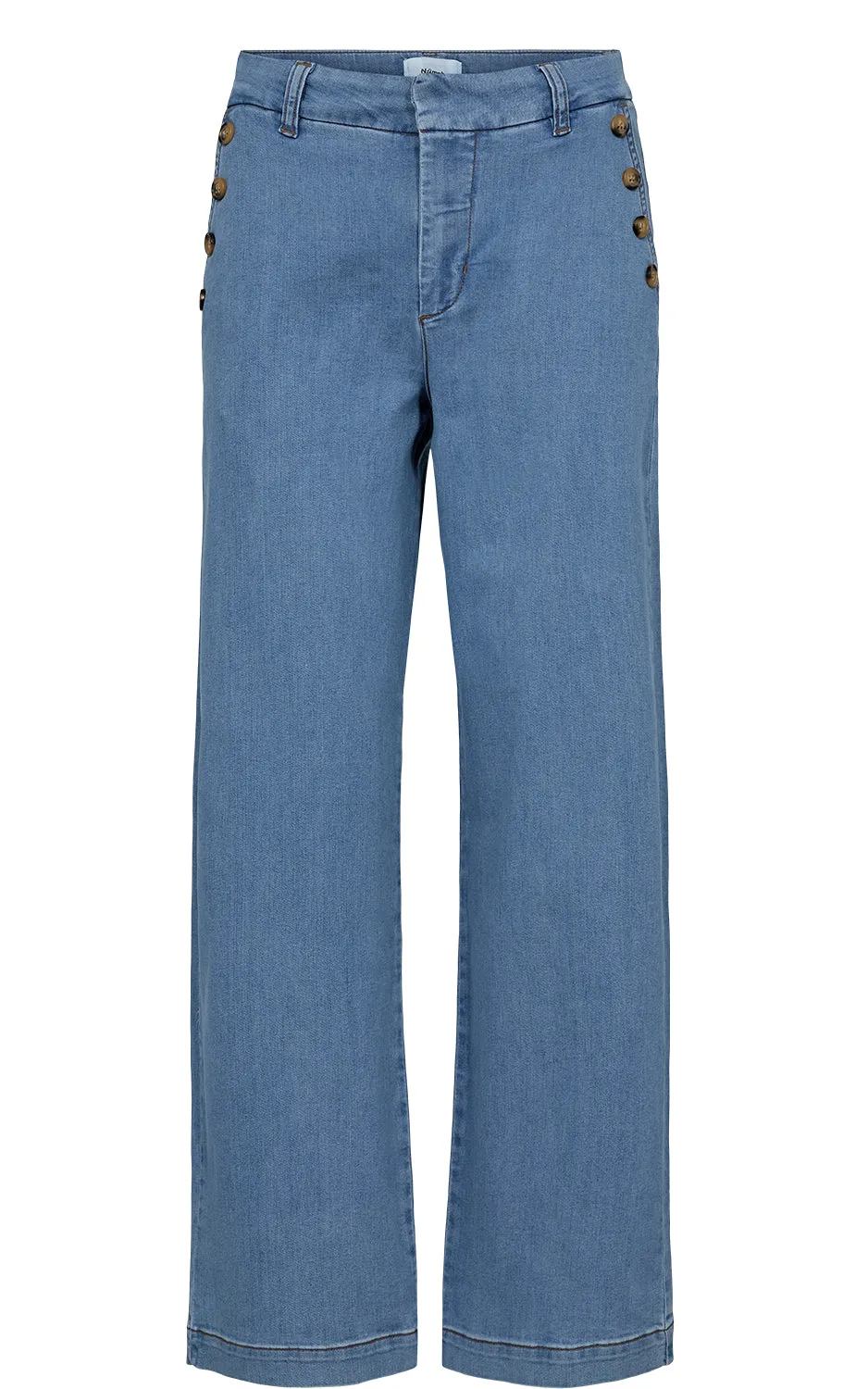 Nuamber Pants With Buttons Light Denim Blue