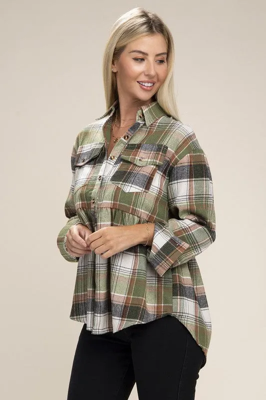 Nuvi Apparel Checked Pocket long sleeve shirt
