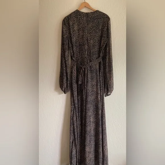 NWT Baltic Born Cha Cha Print Maxi Dress Black And Tan Size Large