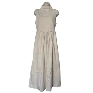 NWT J. Crew Fitted Knit Mockneck Dress With Poplin Skirt Natural Size M