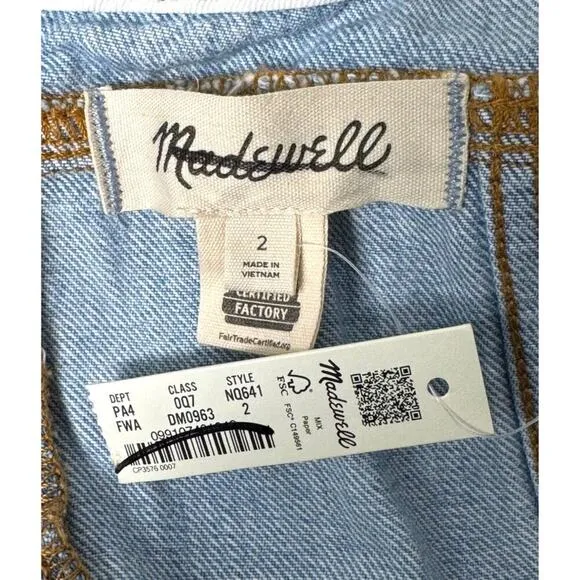 NWT Madewell Denim A-Line Sleeveless Mini Dress Fitzgerald Wash Size 2