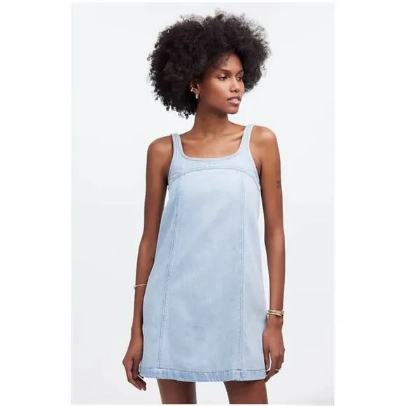 NWT Madewell Denim A-Line Sleeveless Mini Dress Fitzgerald Wash Size 2