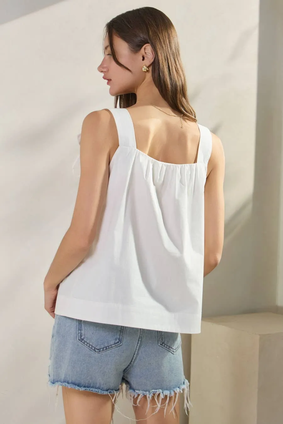 Oddi - Solid Poplin Sleeveless Top