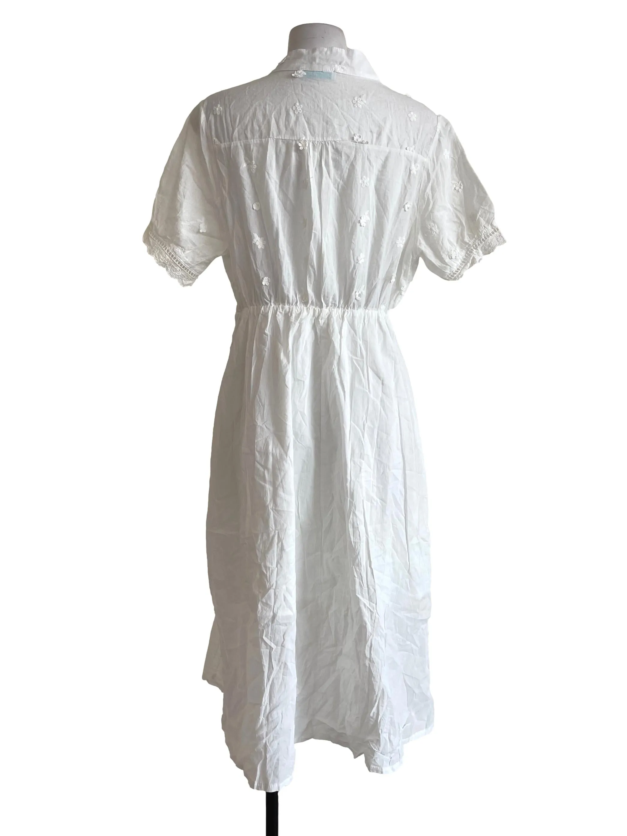 Off White Floral Embroidered Dress