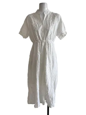Off White Floral Embroidered Dress