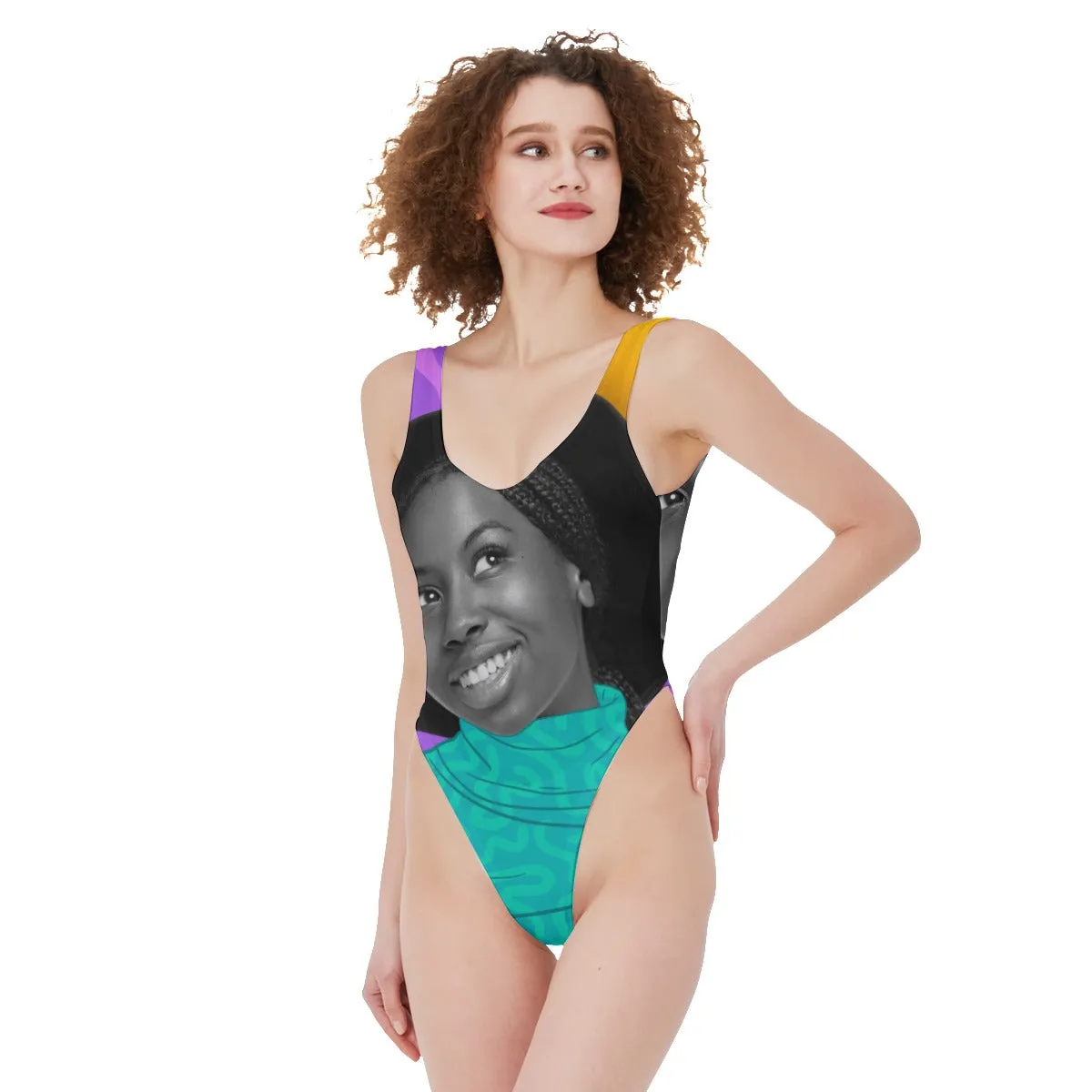 Ohh Happy Day All-Over Print Women's High Cut One-piece Swimsuit