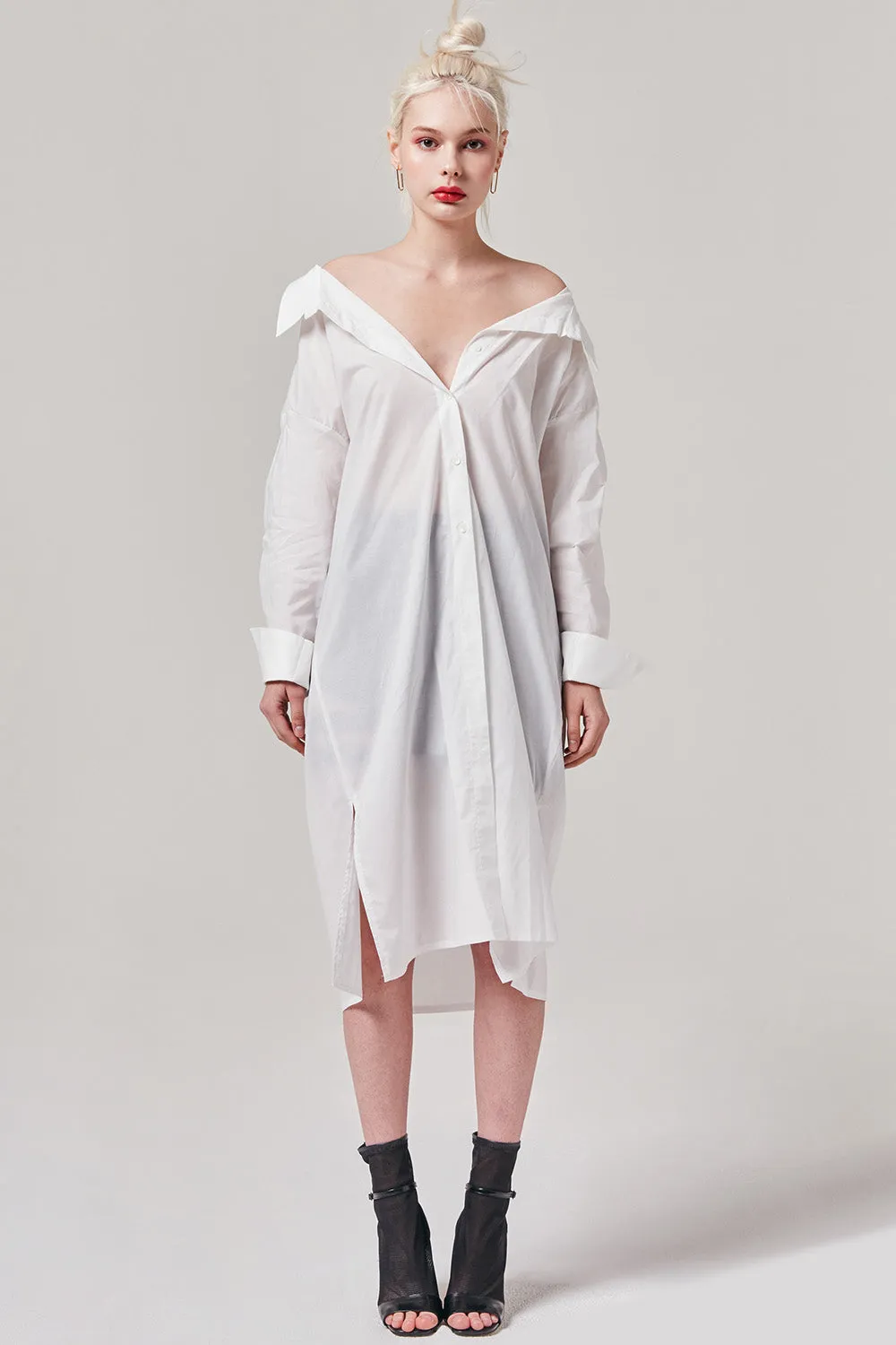 Open Back Button Up Shirt Dress