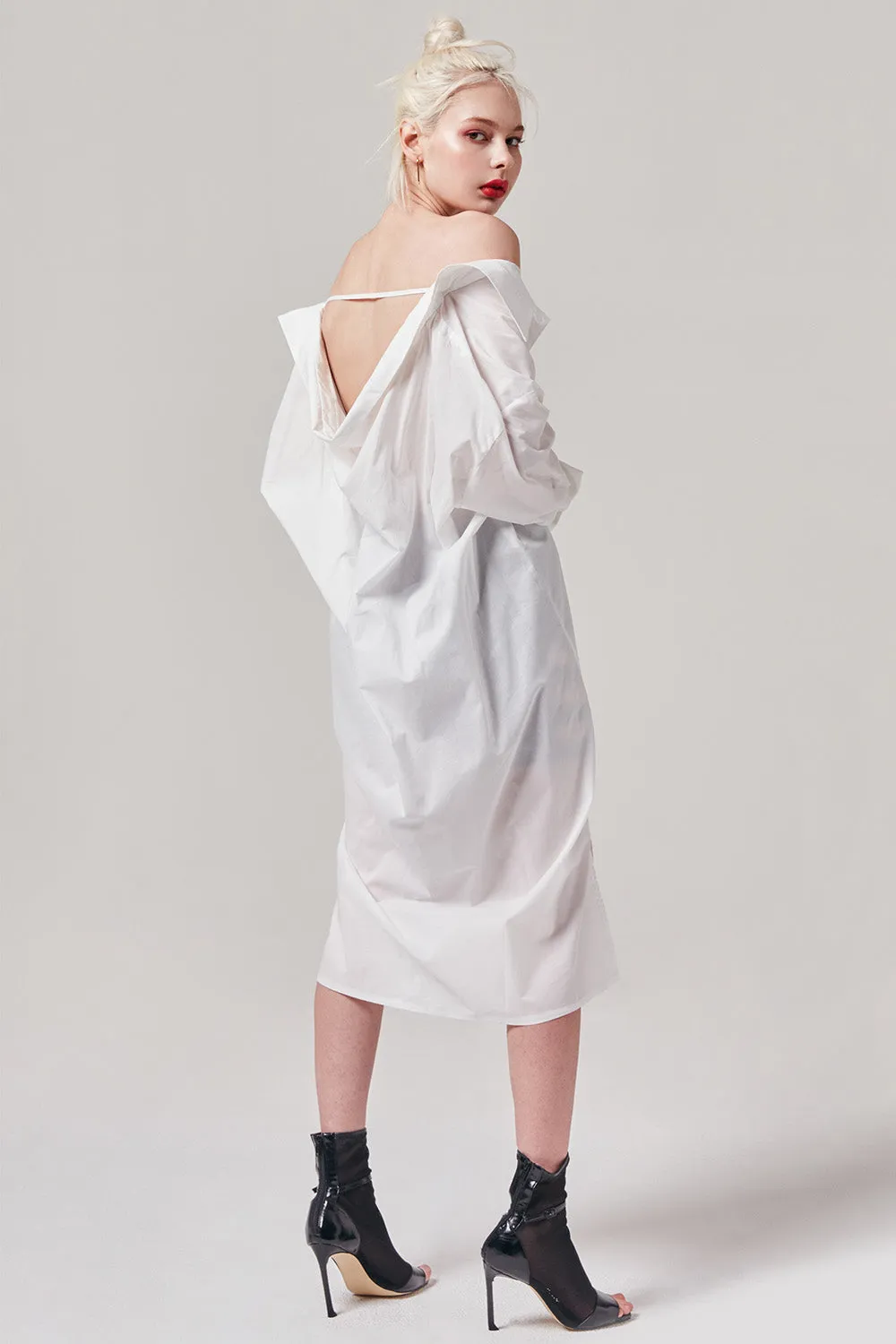 Open Back Button Up Shirt Dress