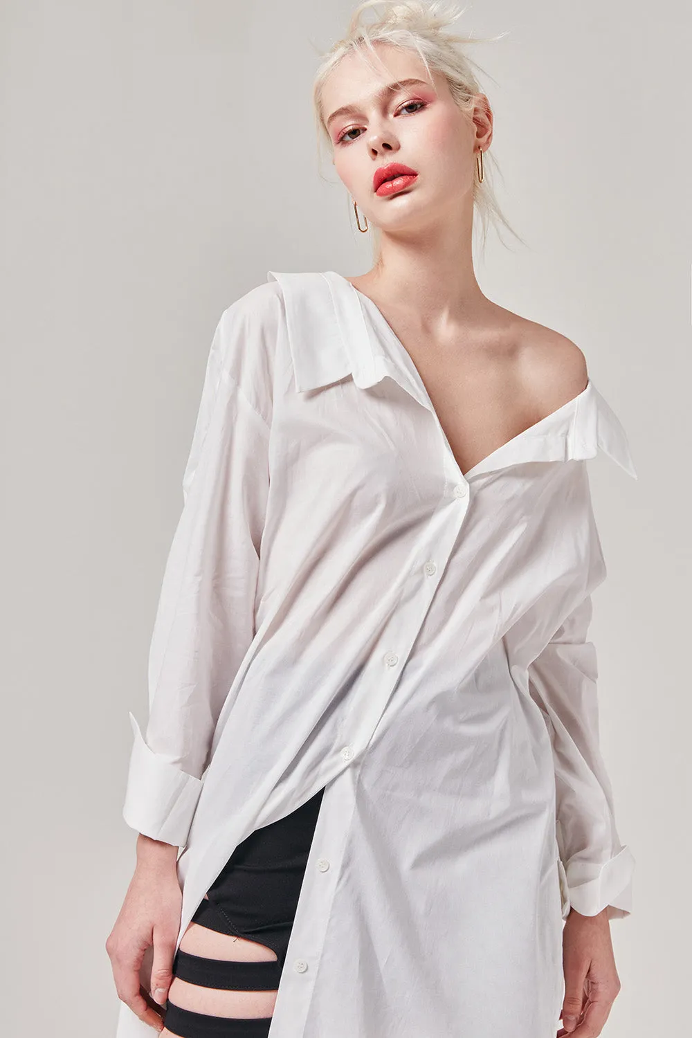 Open Back Button Up Shirt Dress