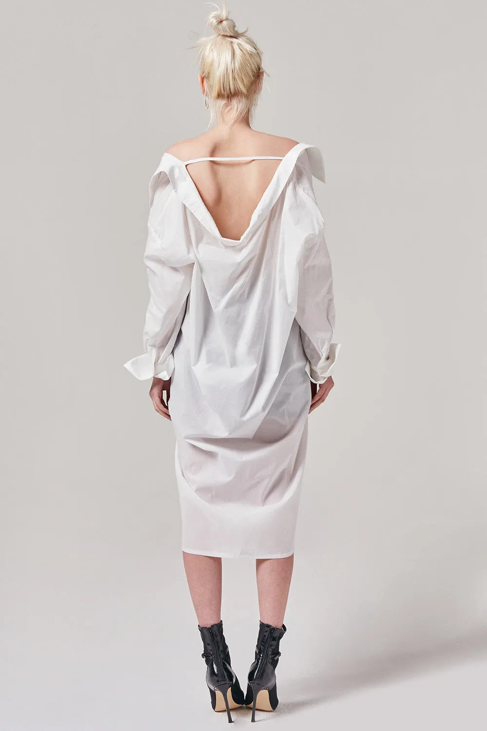 Open Back Button Up Shirt Dress