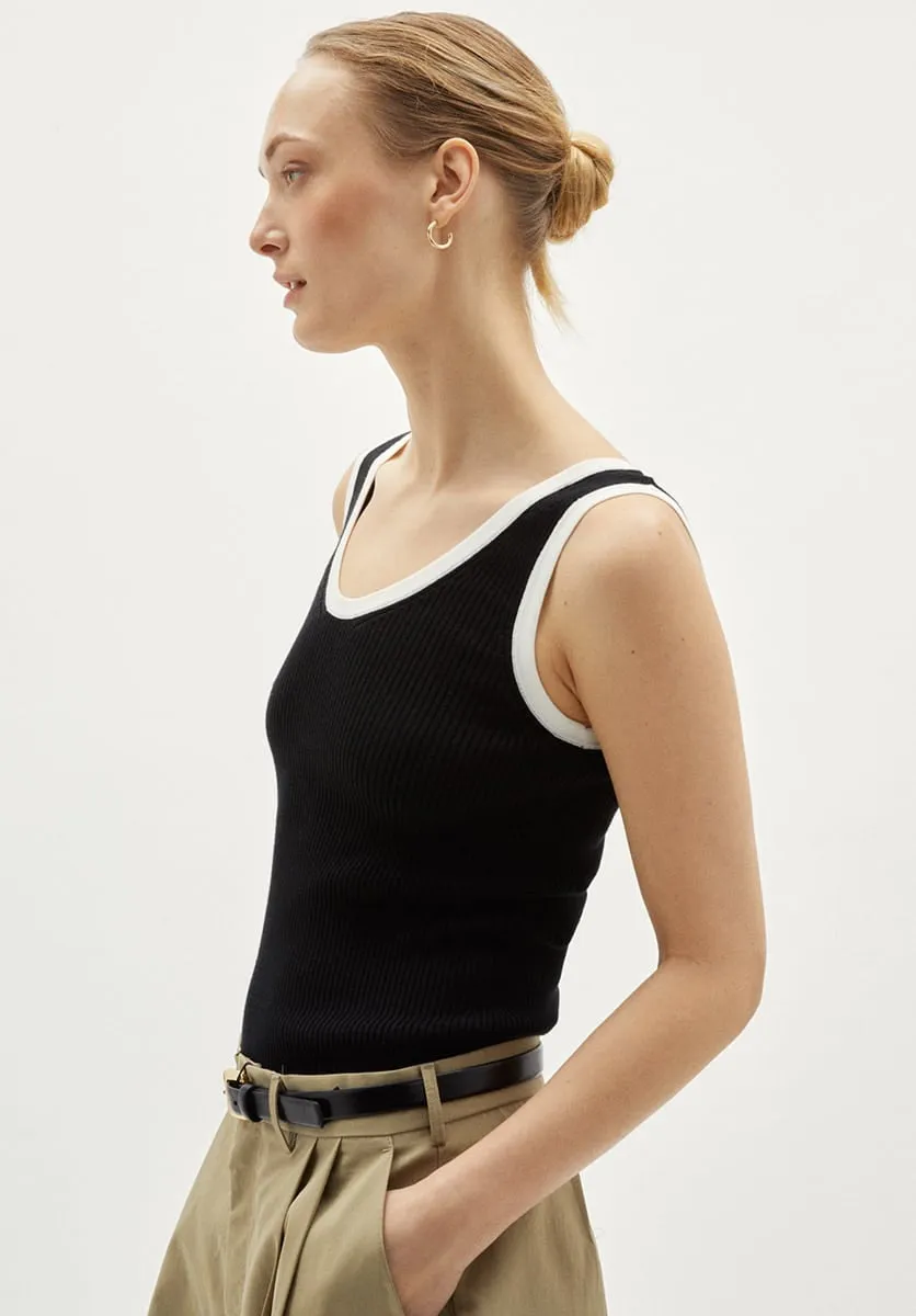 Organic cotton v-neck top black