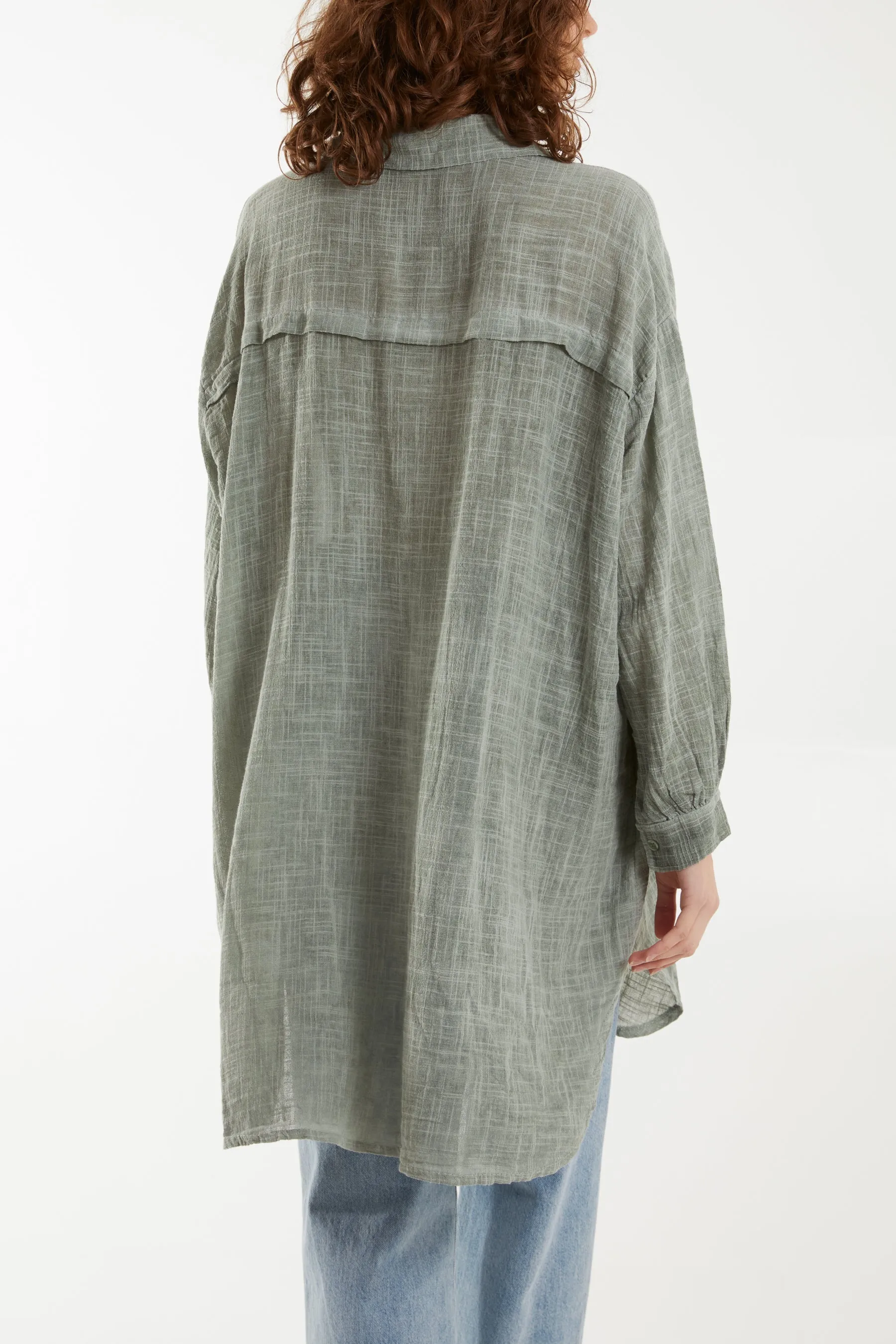 Oversized Button Through Acid Wash Shirt
