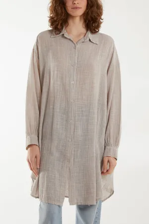 Oversized Button Through Acid Wash Shirt