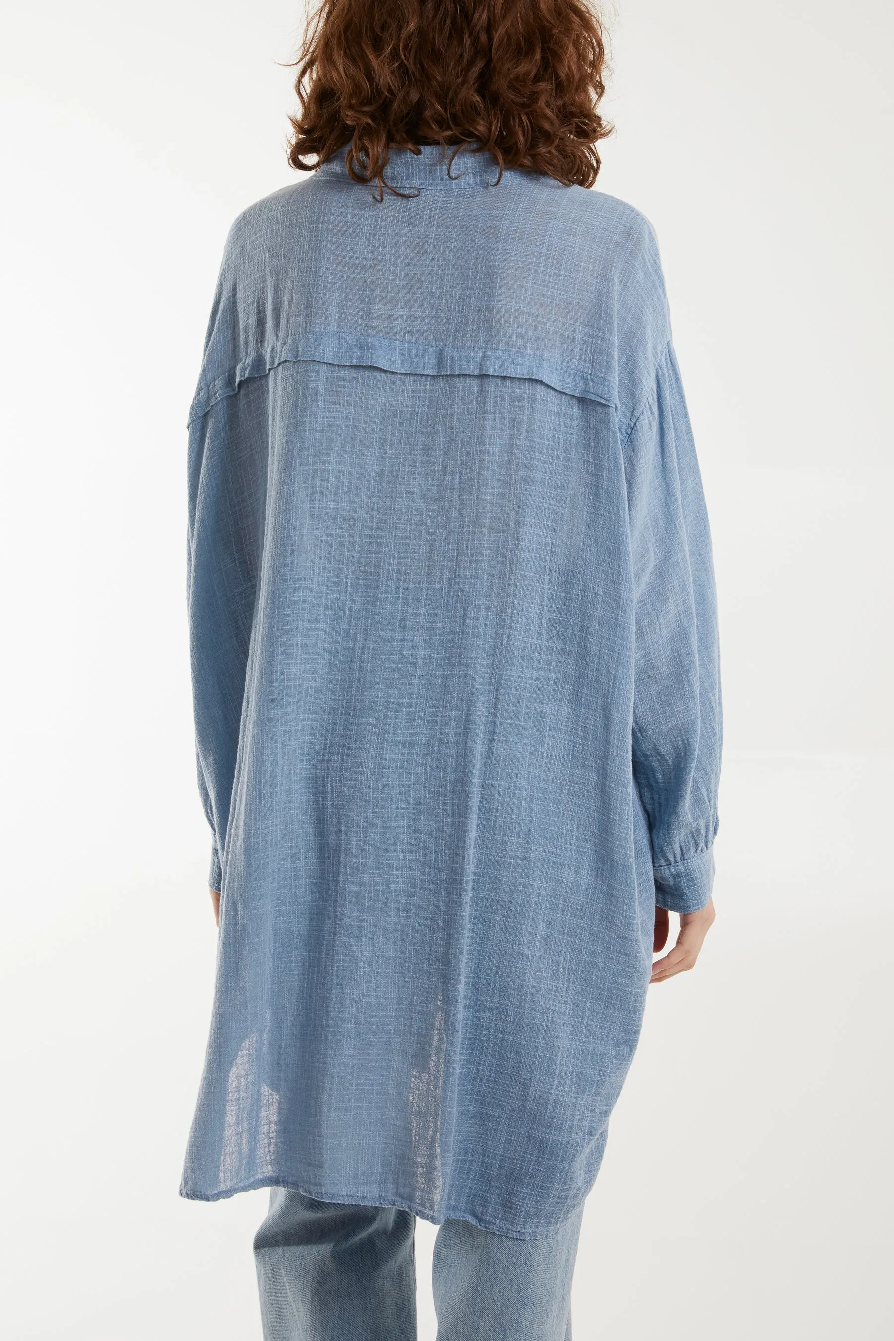 Oversized Button Through Acid Wash Shirt