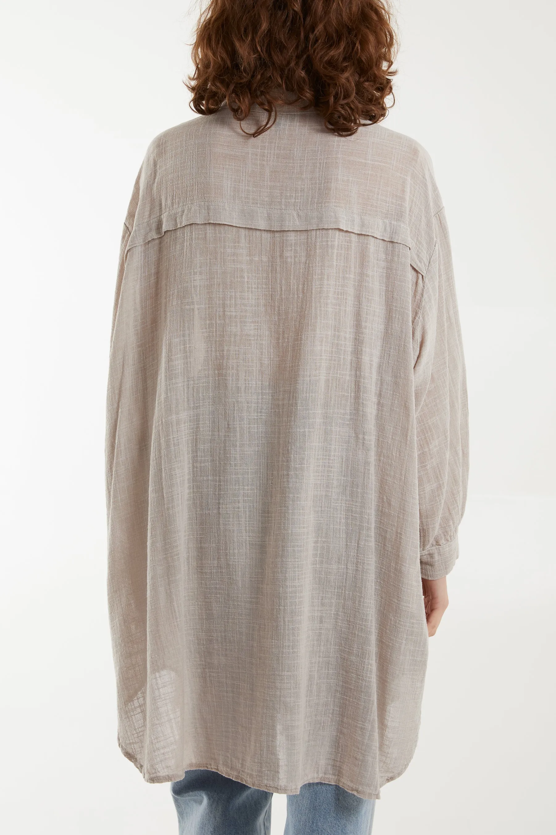 Oversized Button Through Acid Wash Shirt