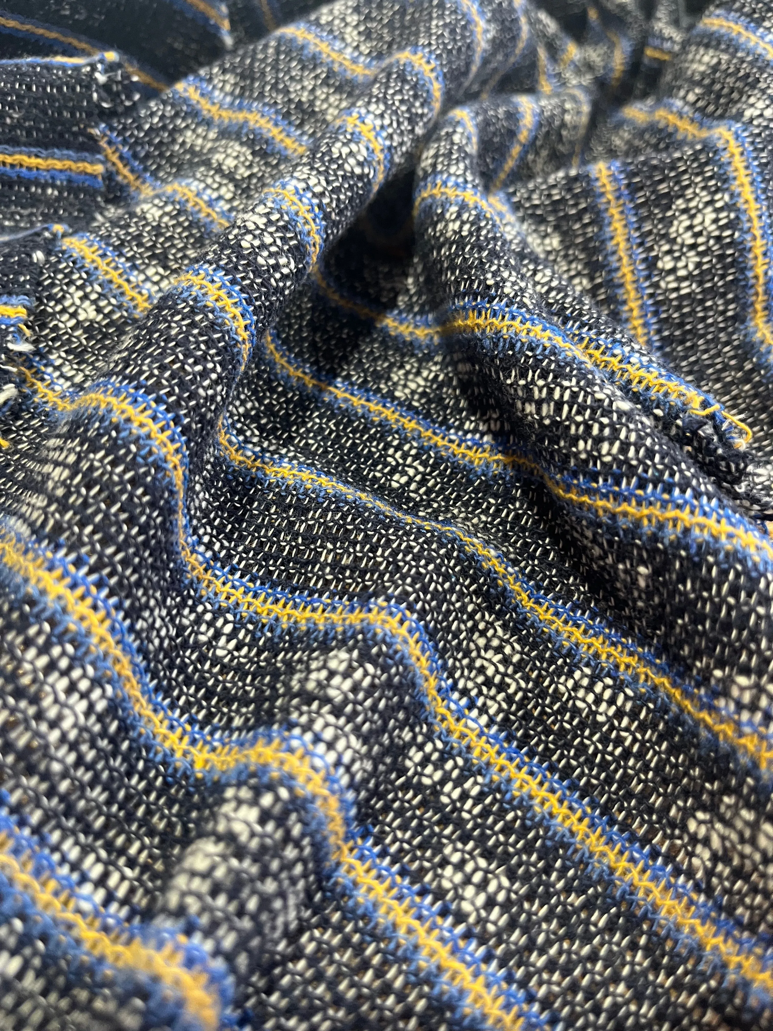 P002 heavy cotton gaze stripes navy indigo