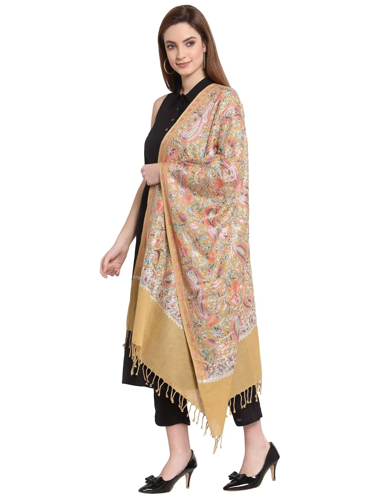 Paisley Embroidered Wool Shawl