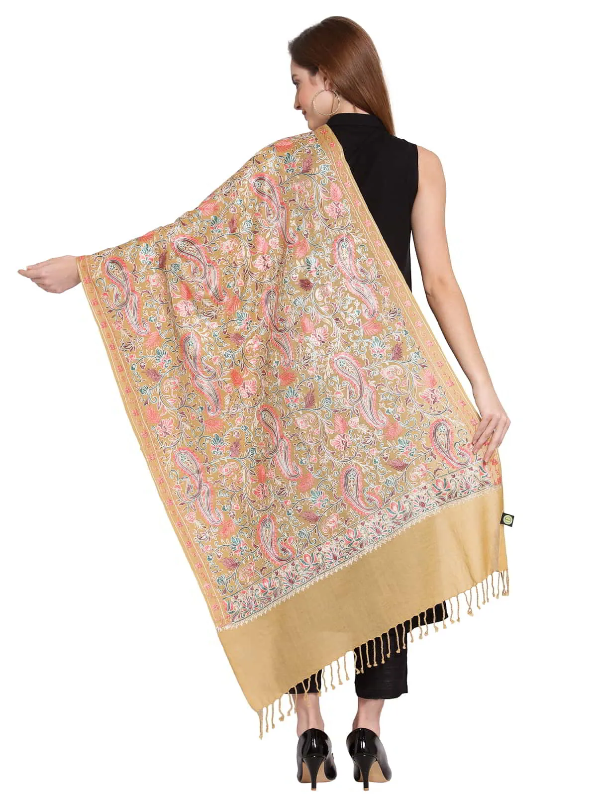 Paisley Embroidered Wool Shawl