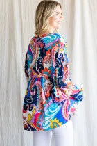 Paisley Long Sleeve V-neck Top