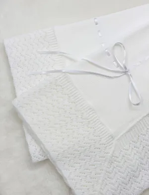Perfect Little Thing Baby's First Shawl With Ribbon - White