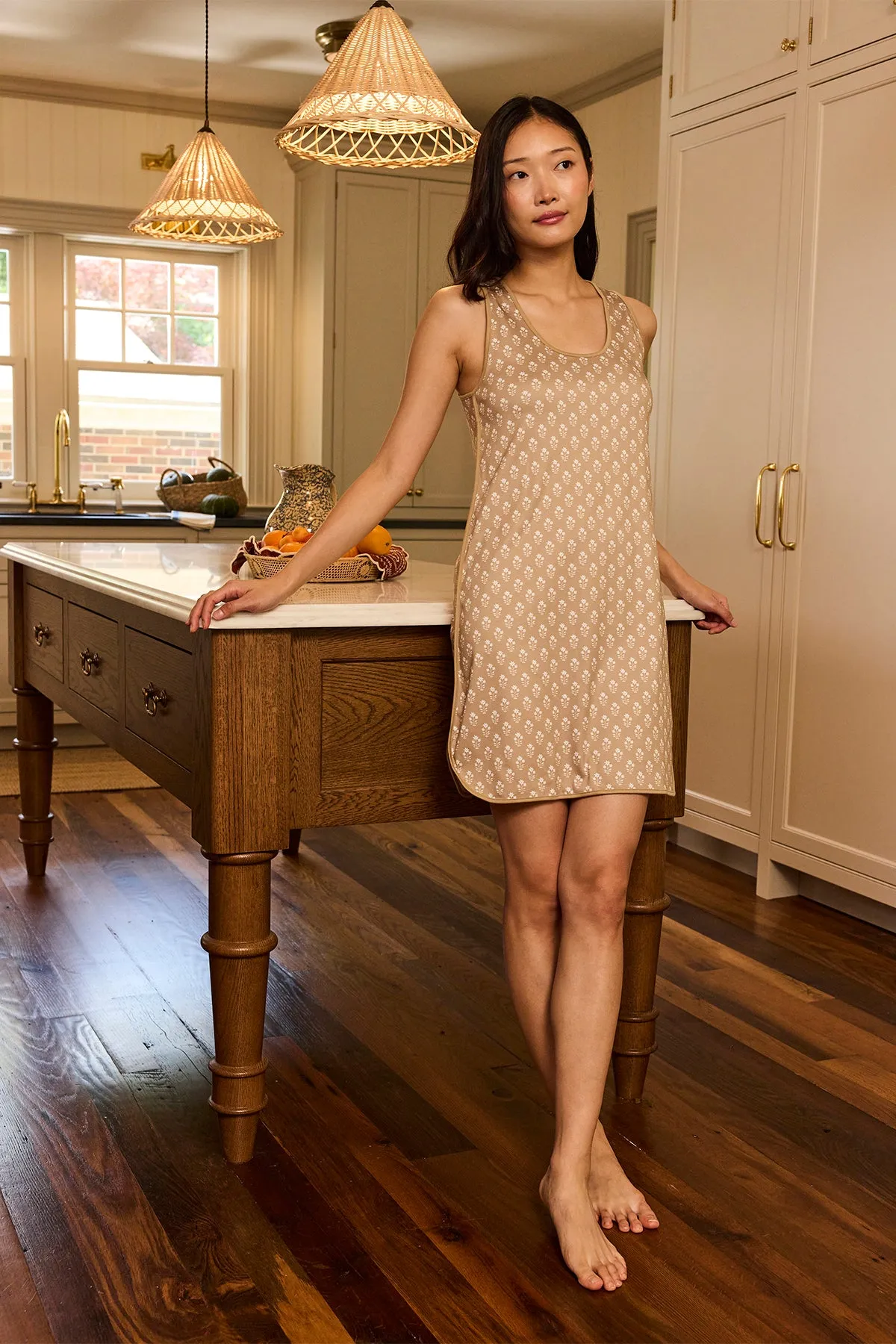 Pima Tank Gown in Sandstone Posy
