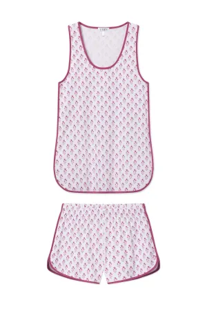 Pima Tank-Short Set in Camellia Inverse Posy