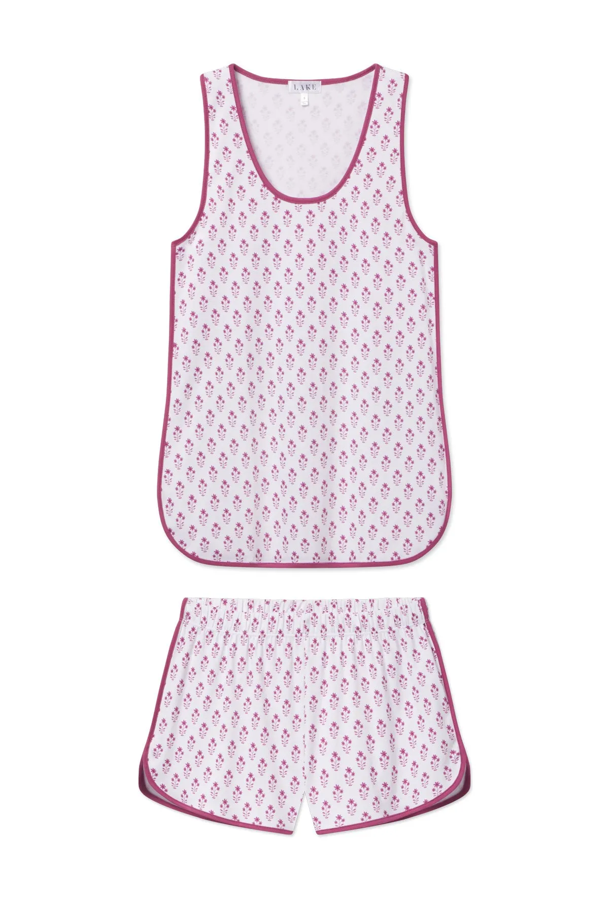 Pima Tank-Short Set in Camellia Inverse Posy