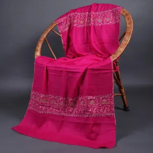 Pink Base Paldar Sozni Embroidered Stole