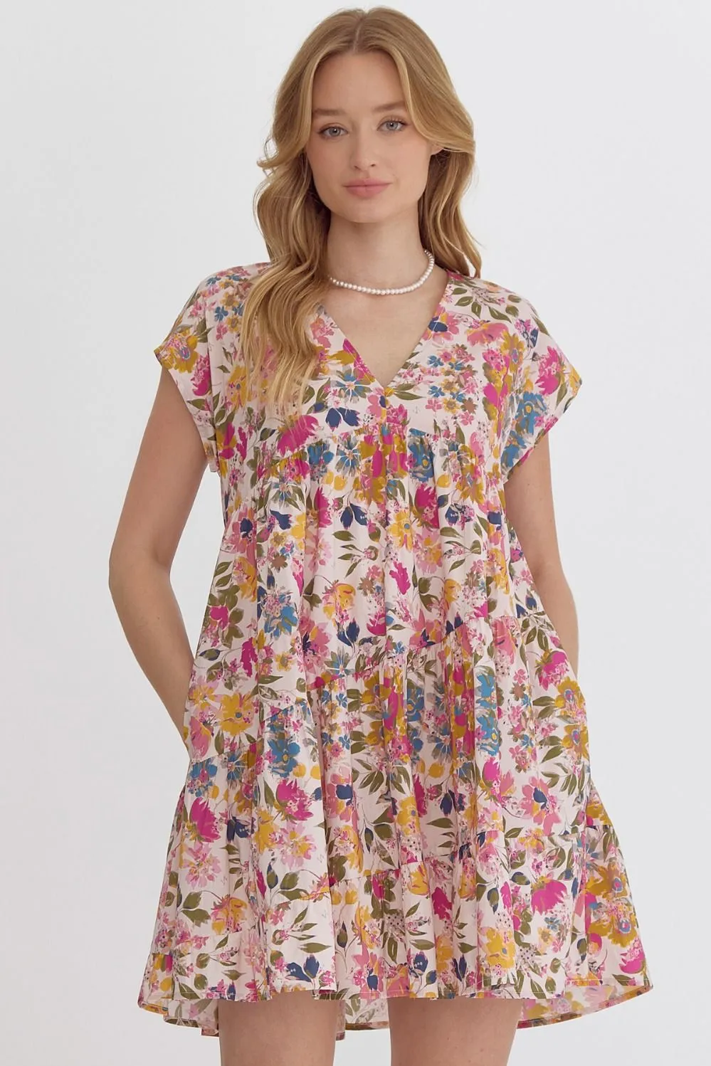 Pink Floral Cotton Dress