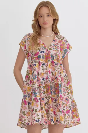 Pink Floral Cotton Dress