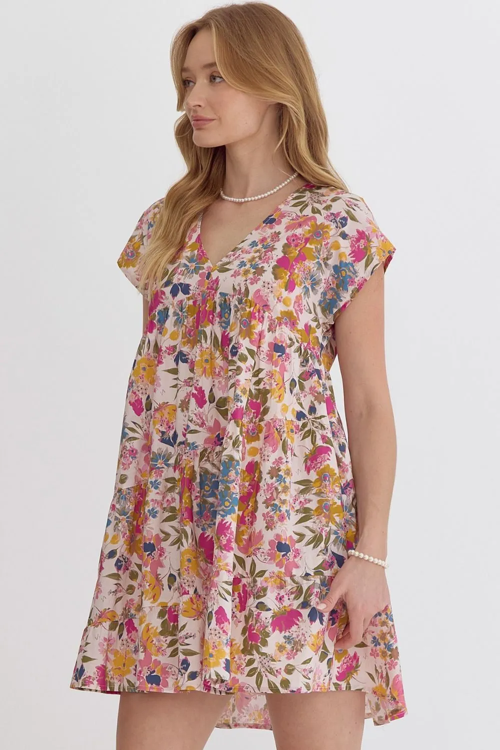 Pink Floral Cotton Dress