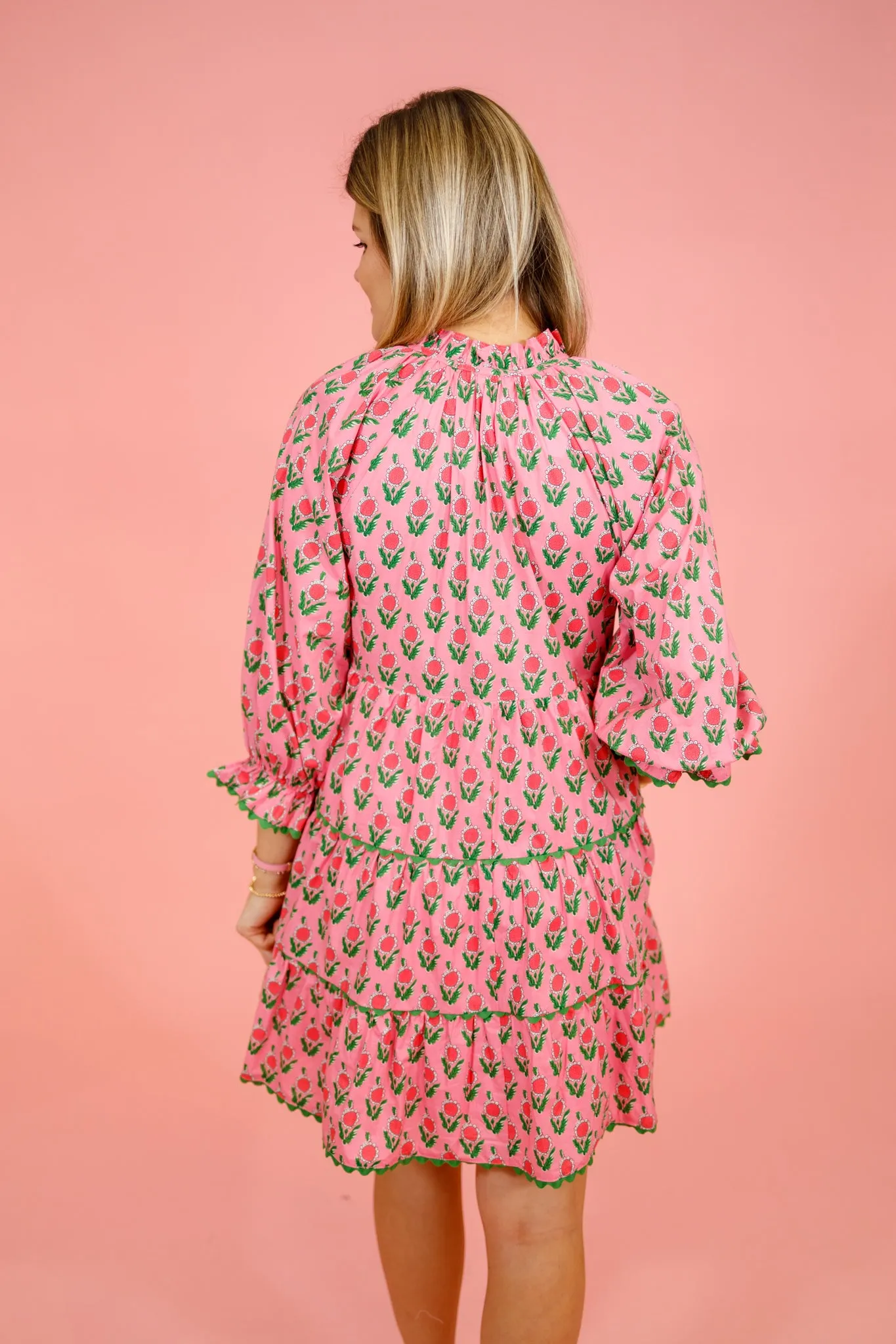 Pink Floral Tassel Dress