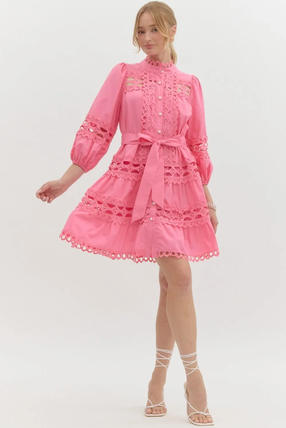 Pink Pearl Button Dress