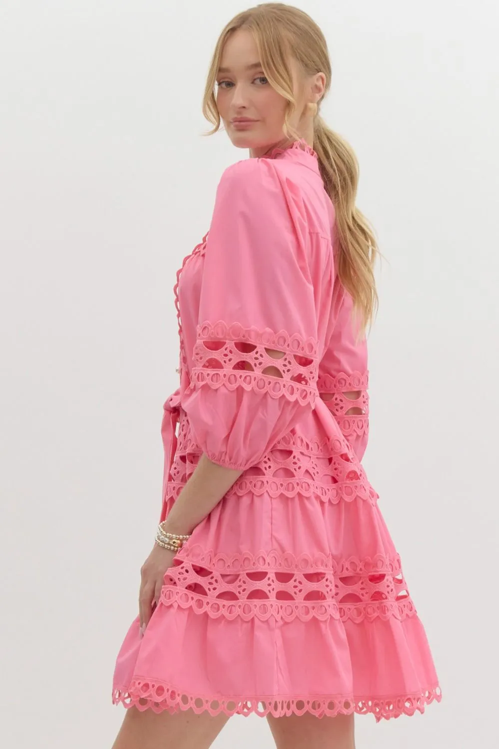 Pink Pearl Button Dress