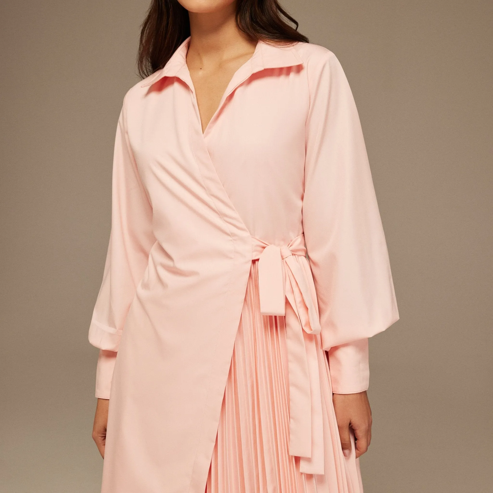 Pink Warped Dress Poplin With Pleats