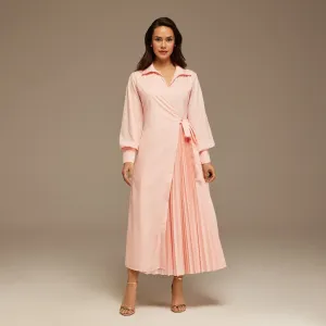Pink Warped Dress Poplin With Pleats