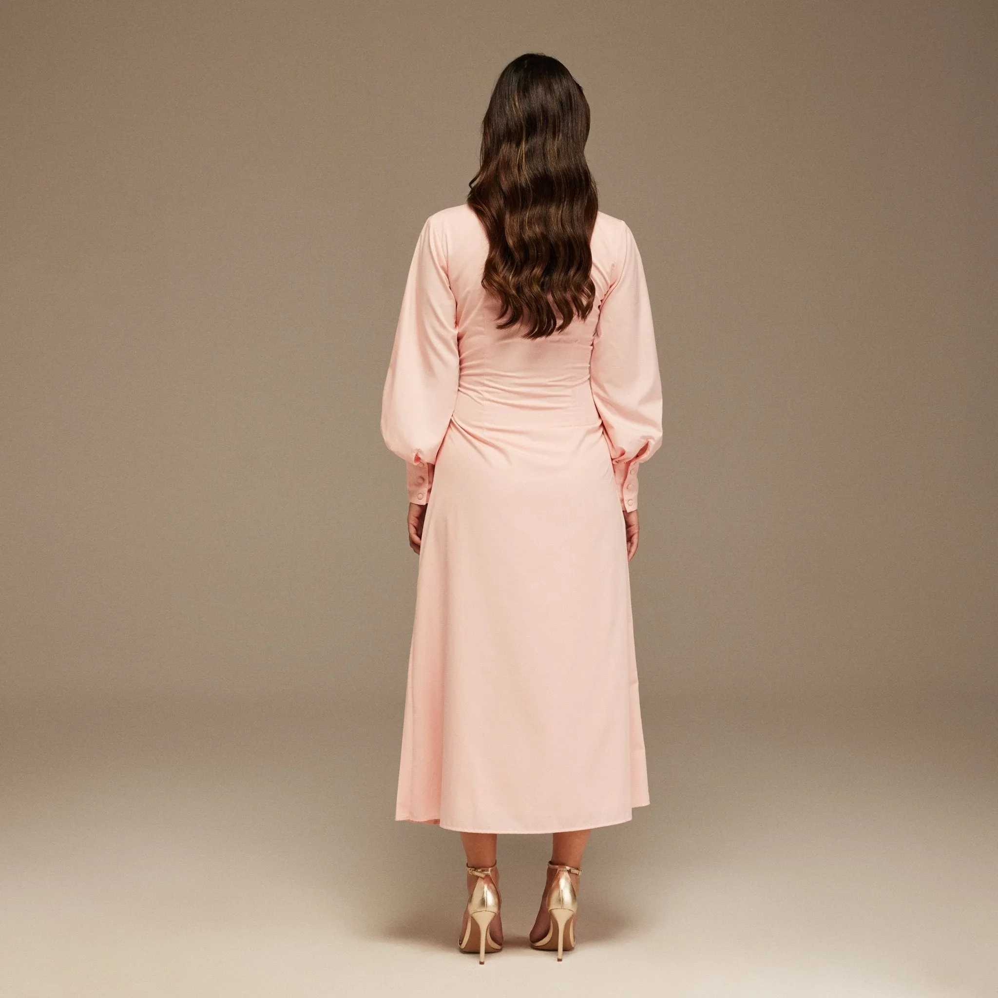 Pink Warped Dress Poplin With Pleats