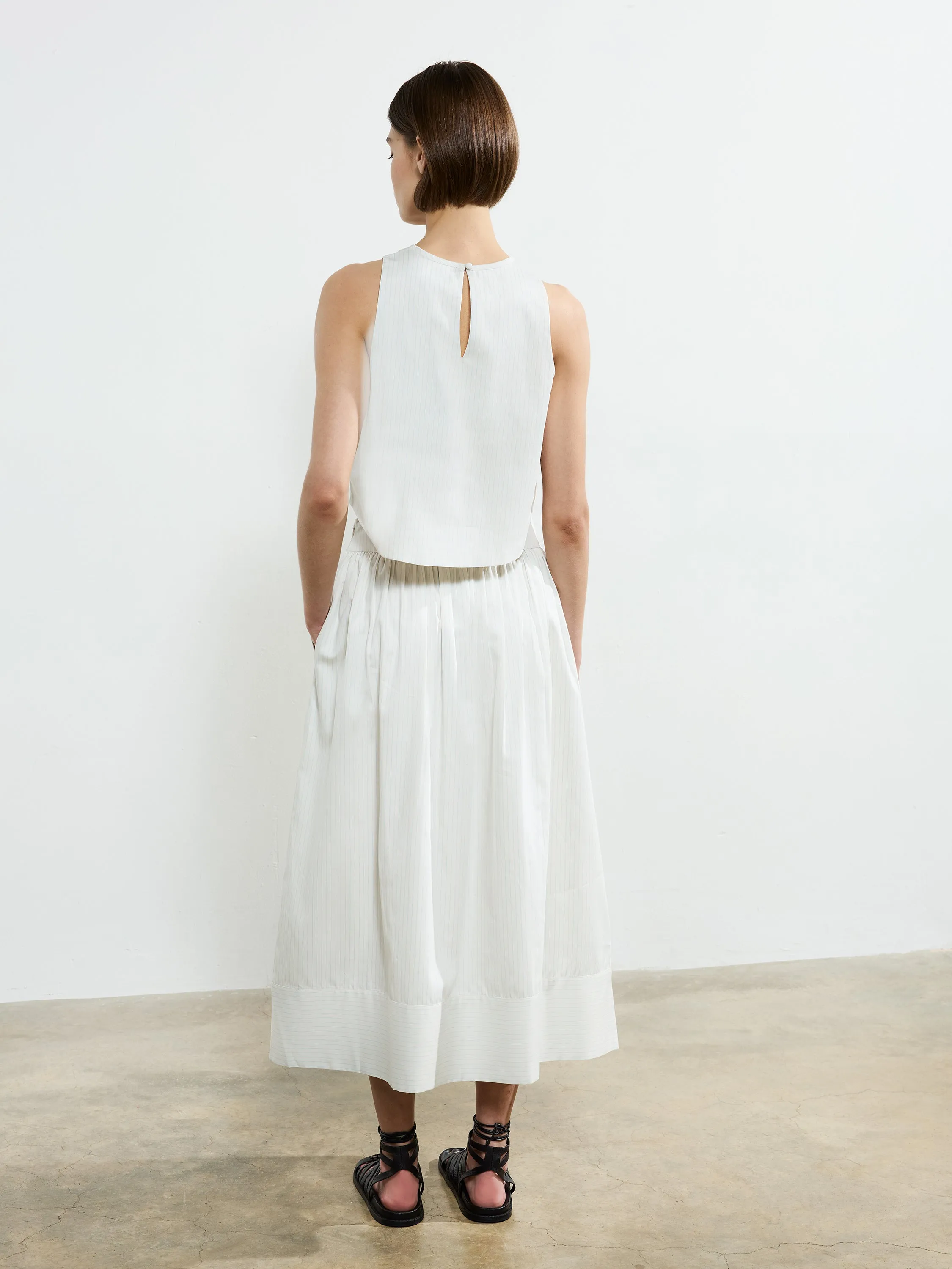 Pinstripe Poplin Shell Top