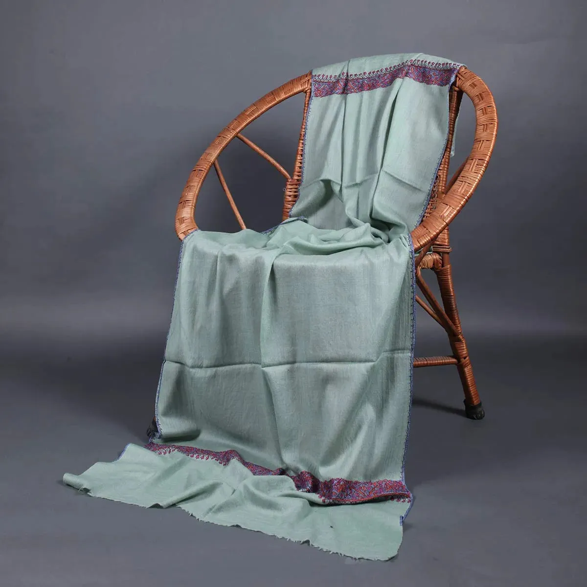 Pistachio Base Sozni Embroidered Stole