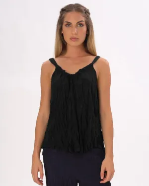 Pleated Crinkled Camisole Tank Shirt
