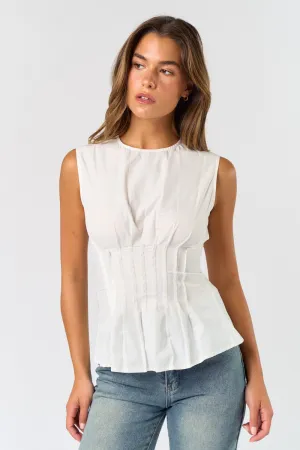 Pleated Poplin Top