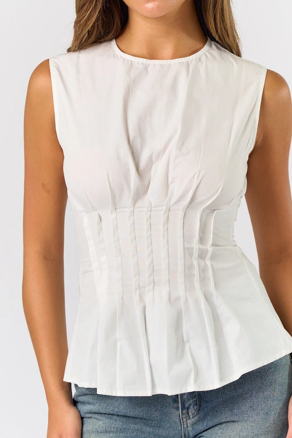 Pleated Poplin Top
