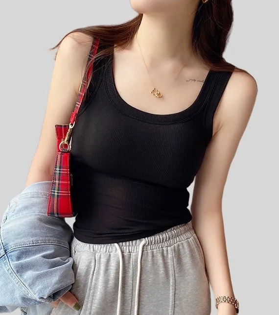 Plunging U-Back Bust-Enhancing Tank Top