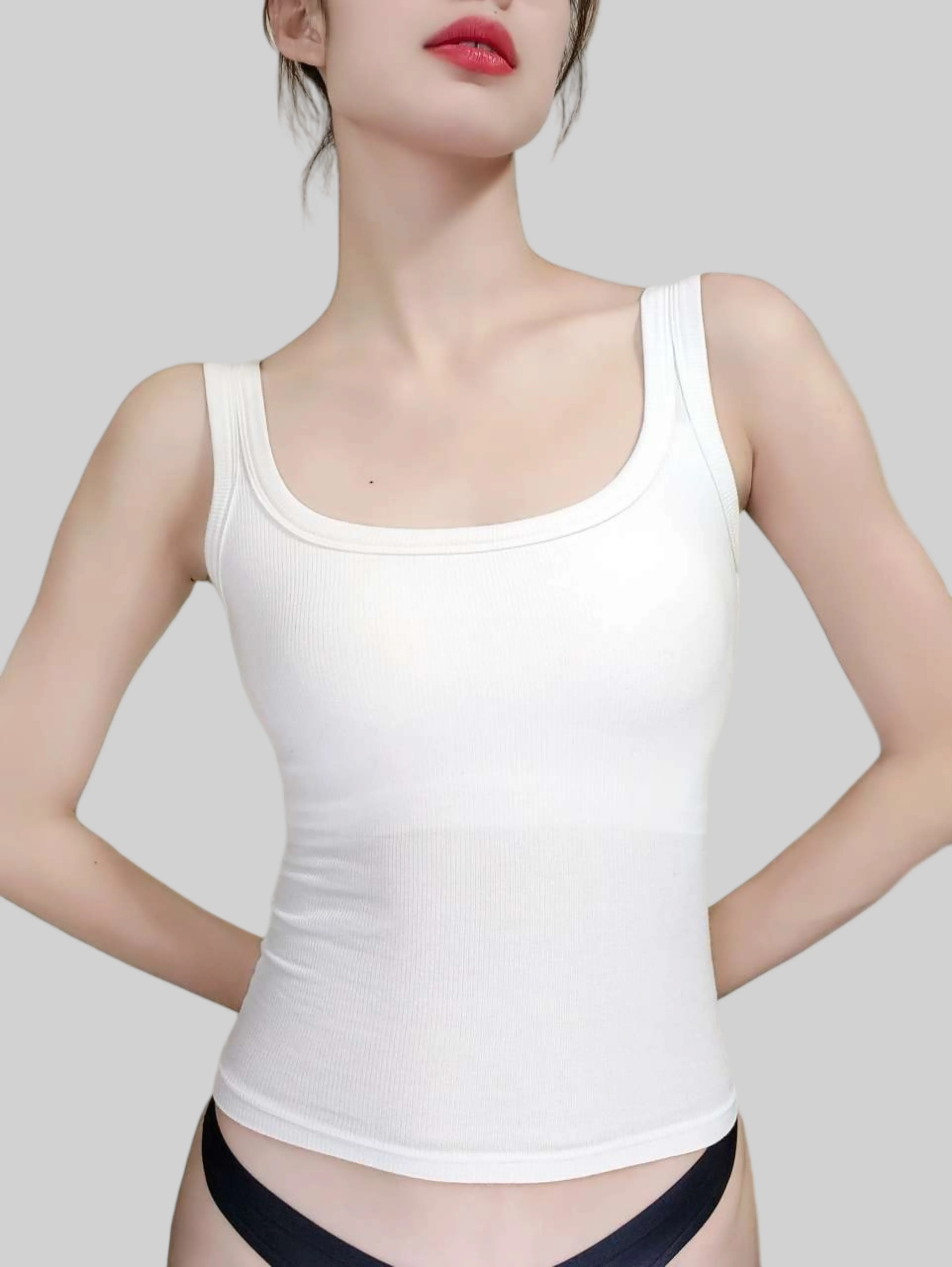 Plunging U-Back Bust-Enhancing Tank Top