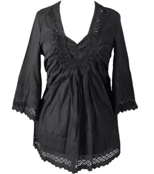 Plus Size Cotton Gorgeous Black Blouse